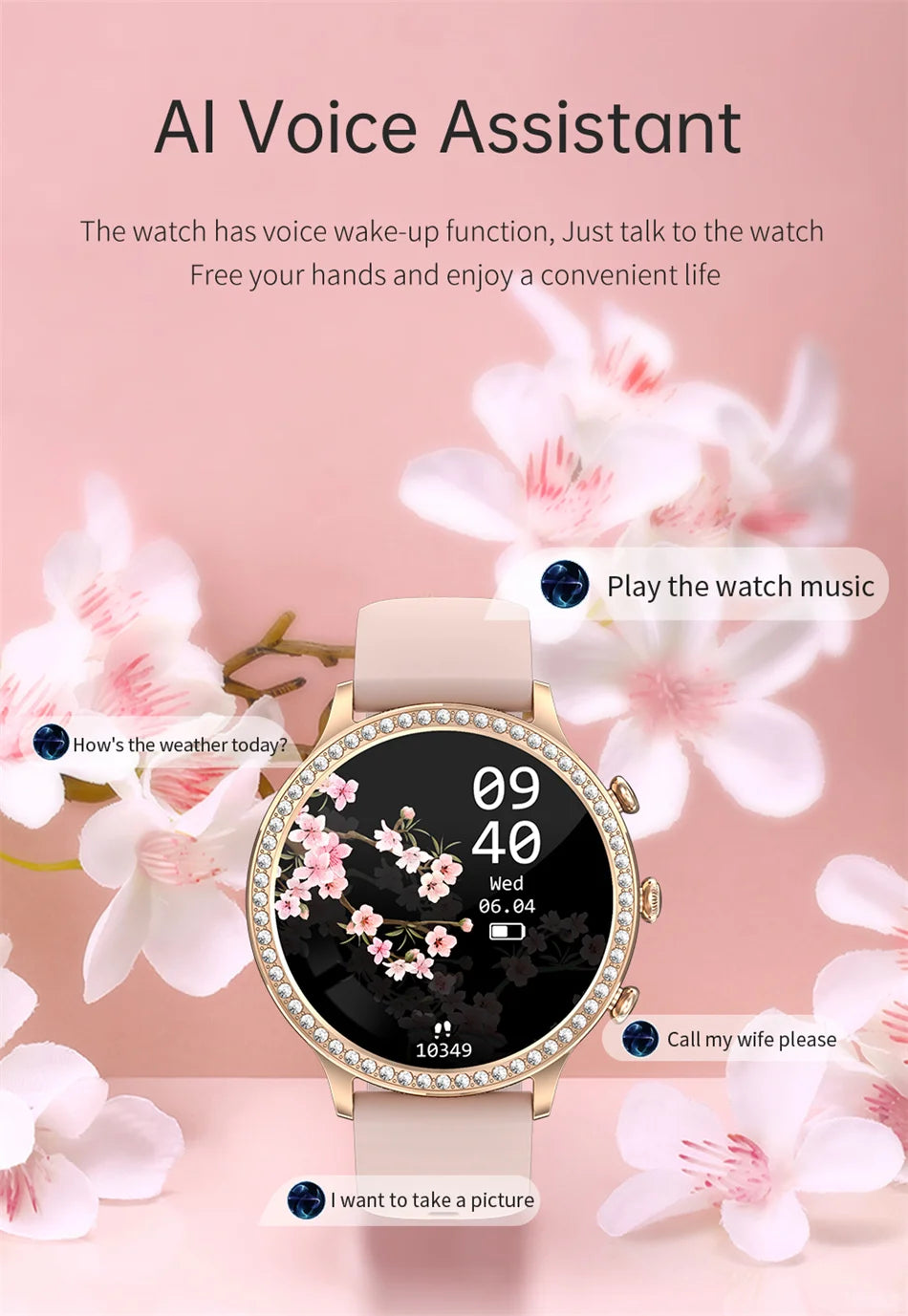 For Huawei Xiaomi Apple Samsung Smart Watch Women Ladies 2024 New Bluetooth