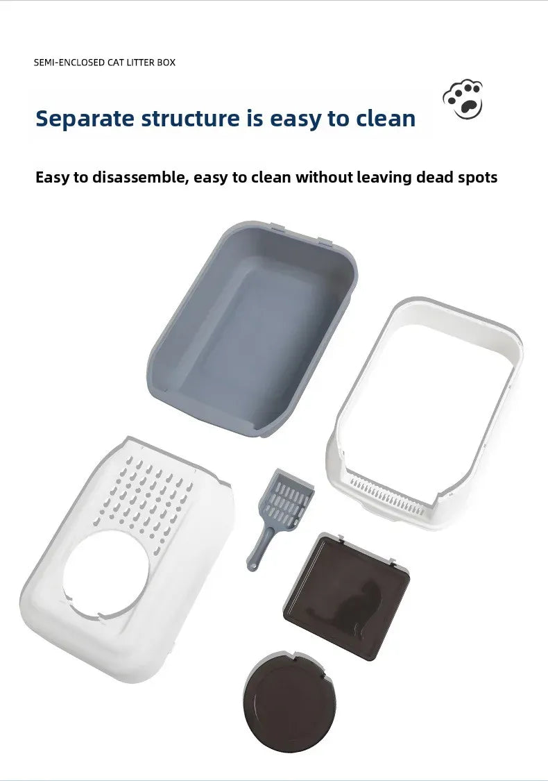 Enclosed Cat Litter Bowl With Scoop Plastic Totally Closed Design For Easy Cleaning MSP003-1