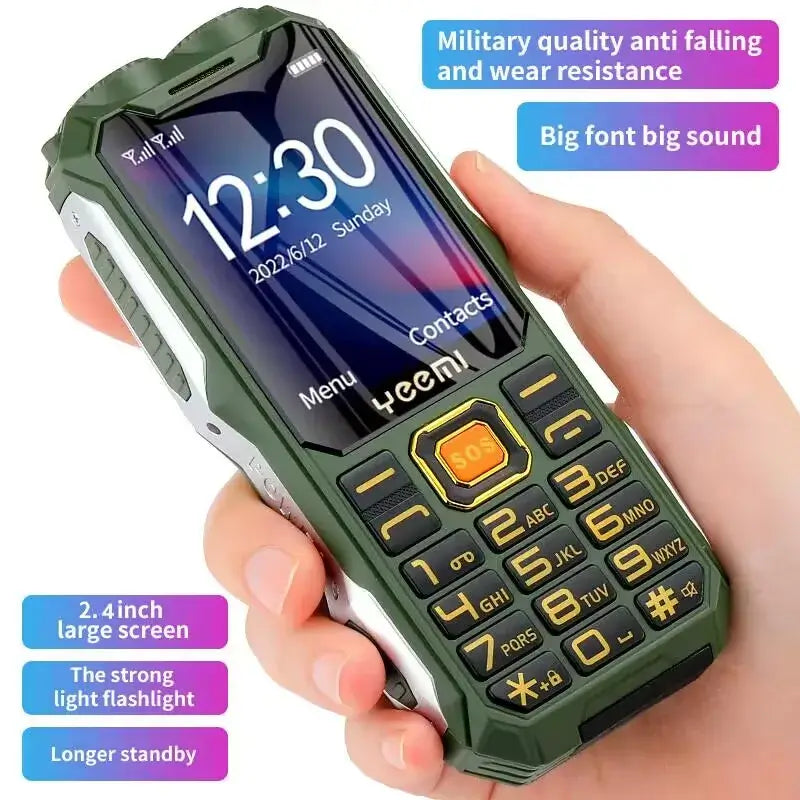 YEEMI Q8 GSM 2G Rugged Phone Big Battery Dual Flashlight 2.4inches HD Screen Dual SIM - Loja Manuel Coelho