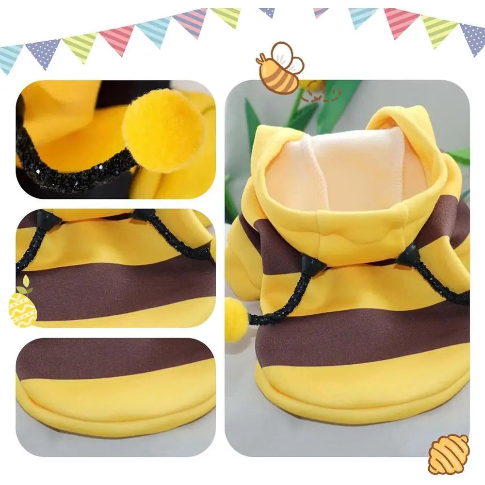 Bee Costume For Cat Dog Halloween Pet Cosplay Hoodies Pet Halloween Christmas Cosplay Dress Hoodie for Small Medium Pets Dog Cat
