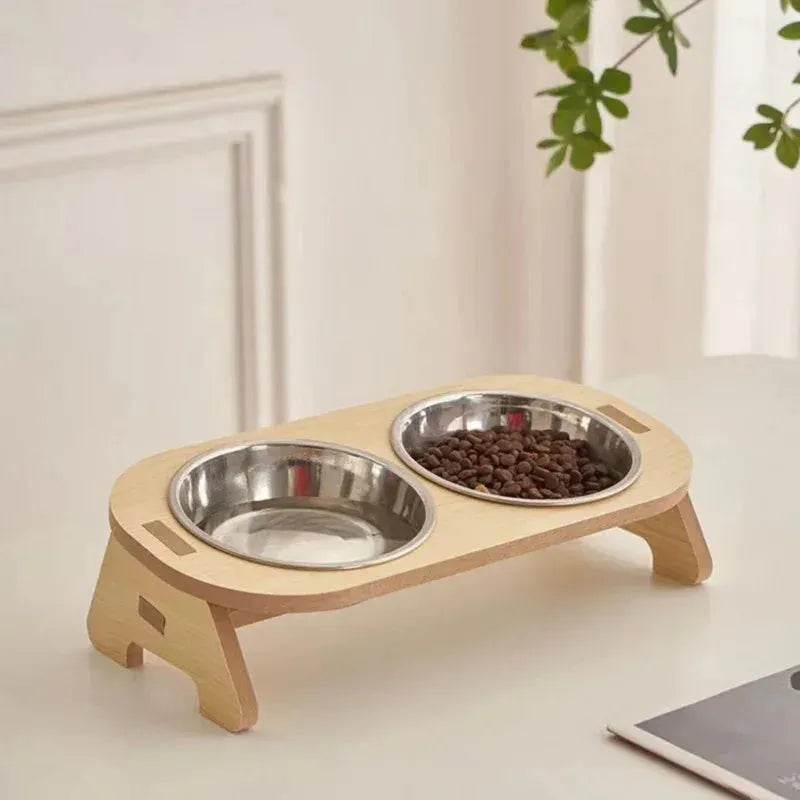 Adjustable Wooden Elevated Dog Bowls for Pets - Loja Manuel Coelho