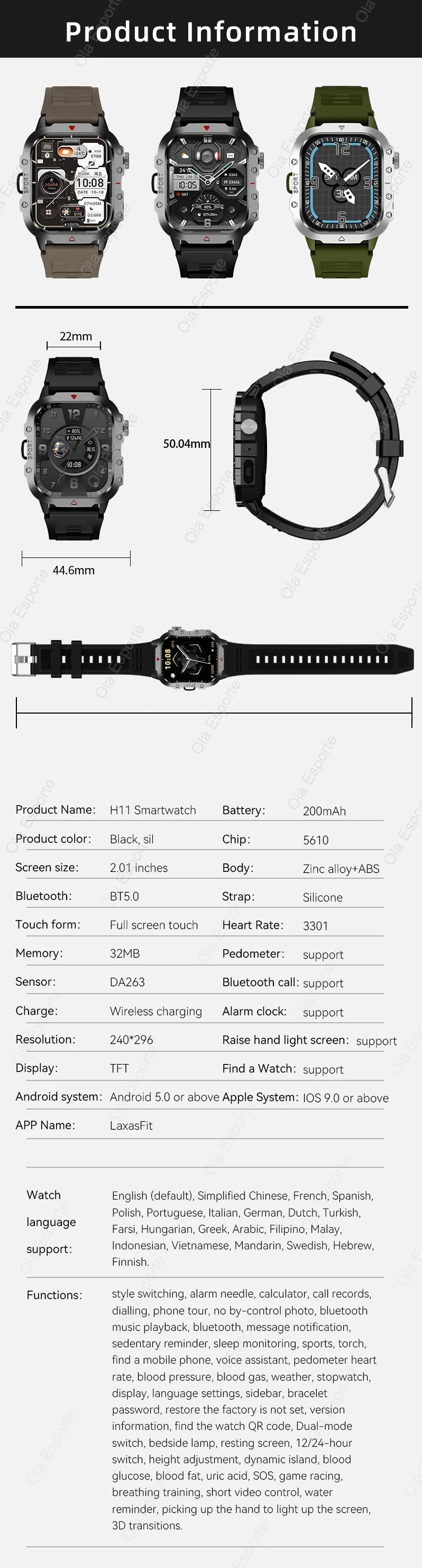 New For Huawei Xiaomi Military GPS Smart Watch Men Flashlight Compass Waterproof