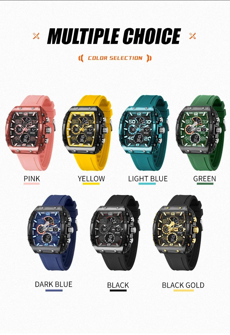 SMAEL 8109 New Men's Watch Multifunctional Sports 50M Waterproof Dual Display