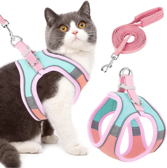 Small-sized Pet Vest-style Reflective Harness Set for Cats at Night