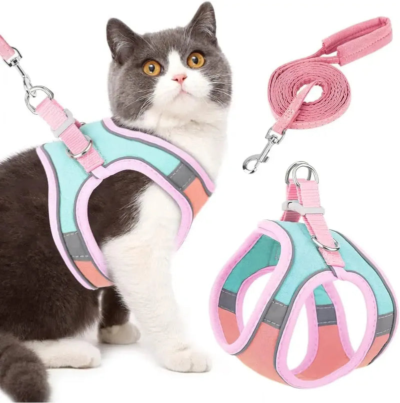Small-sized Pet Vest-style Reflective Harness Set for Cats at Night - Loja Manuel Coelho