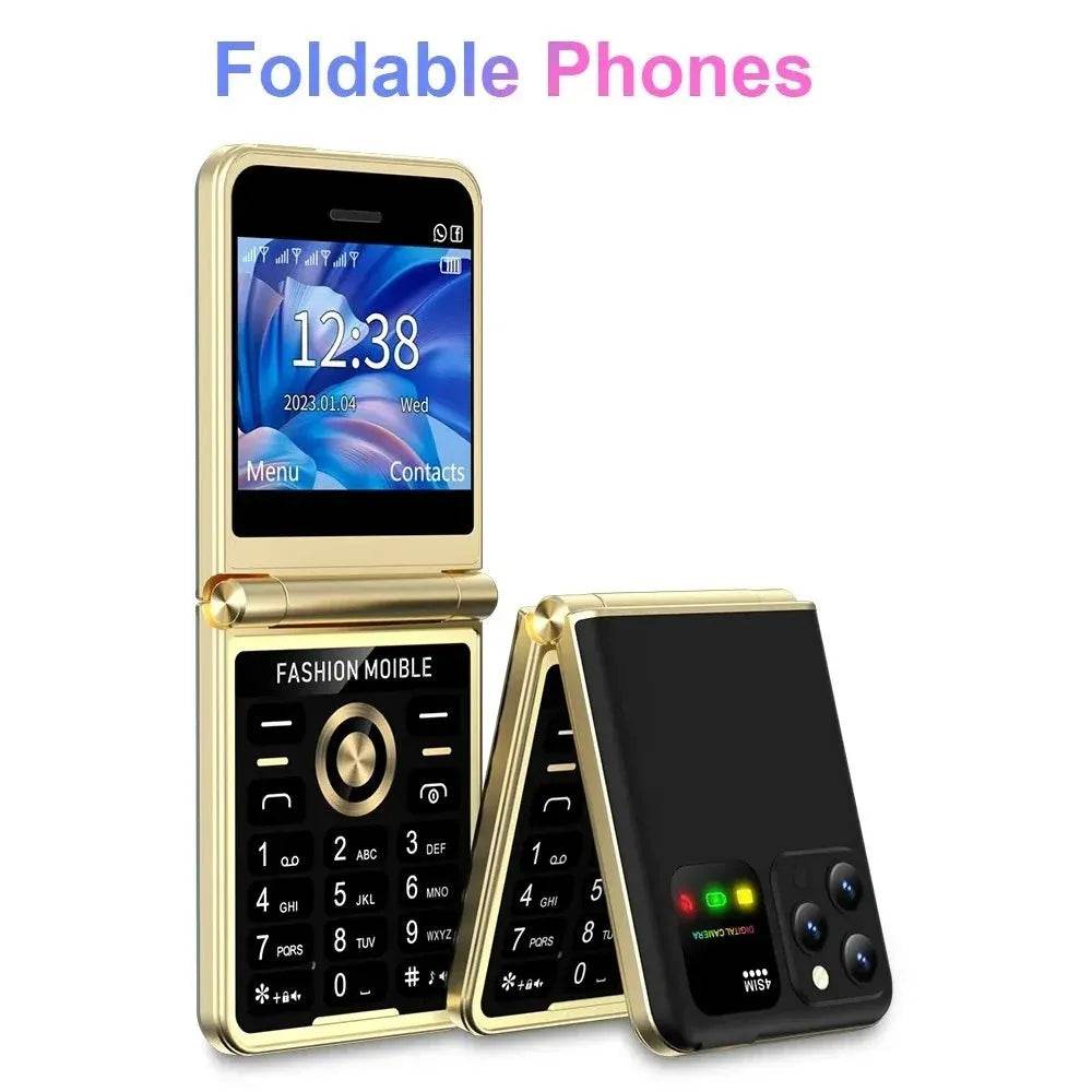 Mobile Phone New Flip 4 SIM Card Speed Dial Magic Voice - Loja Manuel Coelho