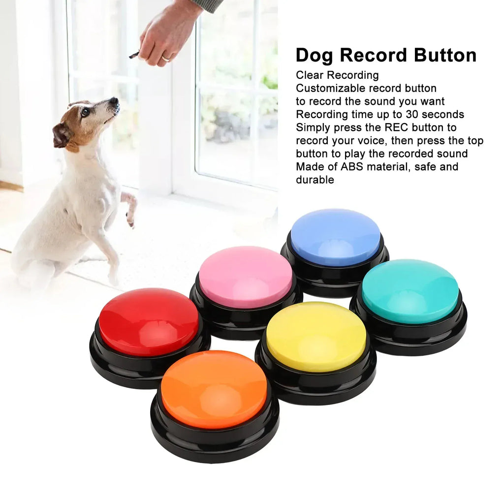 6 Pack Dog Record Button Talking Buttons in vibrant colors for pet communication