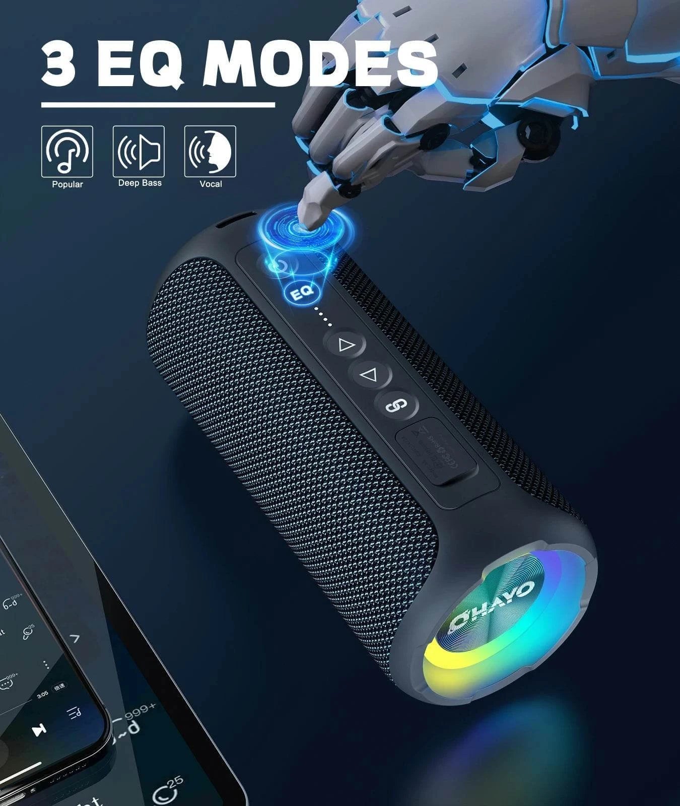 Ortizan Bluetooth Speakers 40W Enhanced Bass Portable Outdoor Wireless