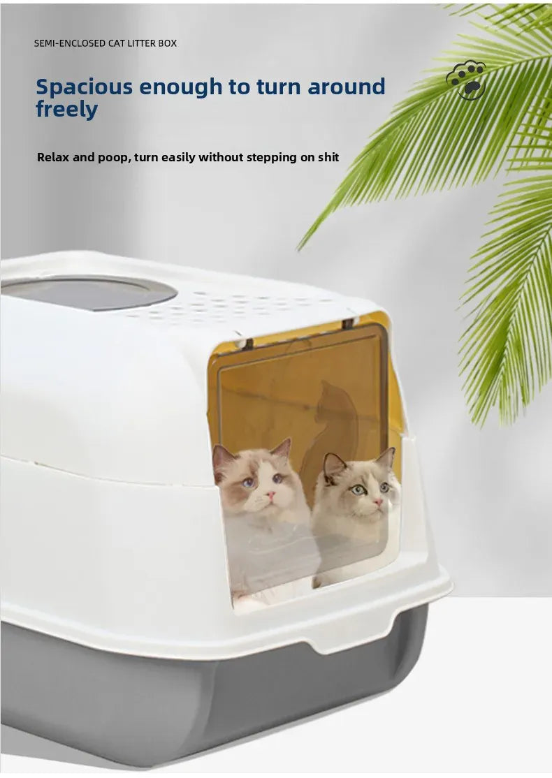 Enclosed Cat Litter Bowl With Scoop Plastic Totally Closed Design For Easy Cleaning MSP003-1