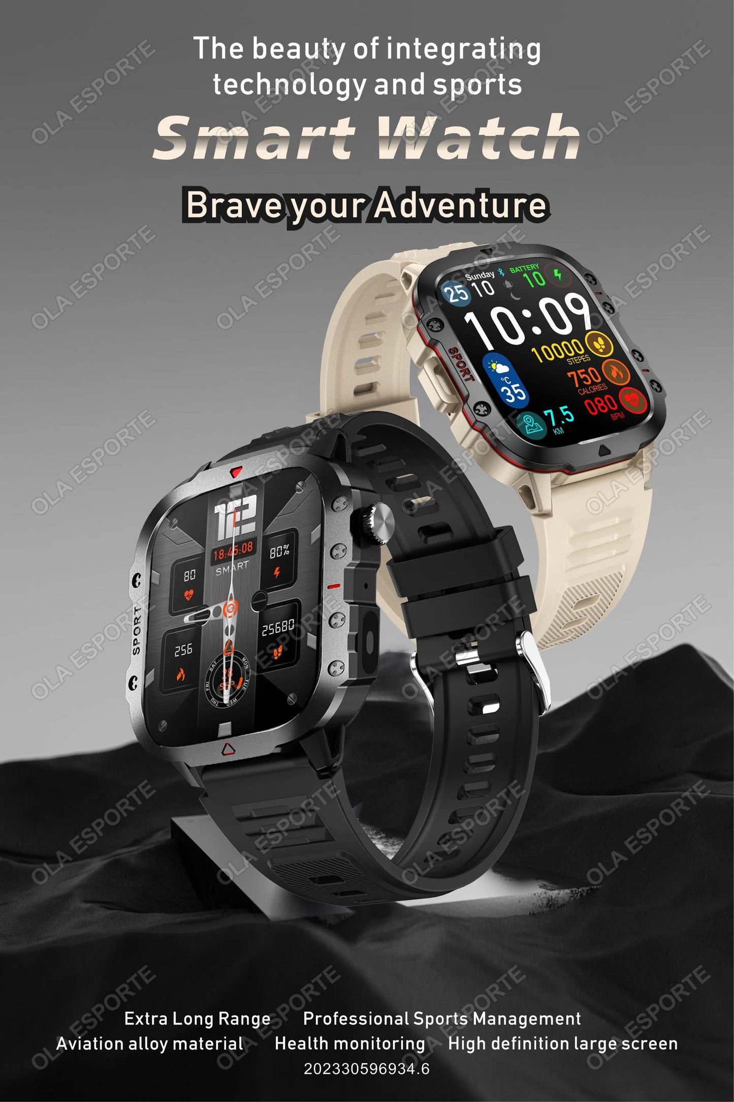 New For Huawei Xiaomi Military GPS Smart Watch Men Flashlight Compass Waterproof