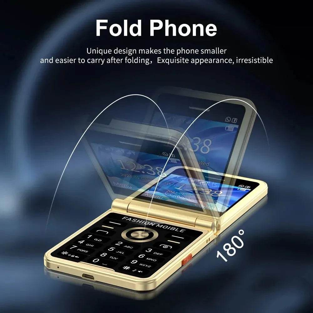 Mobile Phone New Flip 4 SIM Card Speed Dial Magic Voice - Loja Manuel Coelho