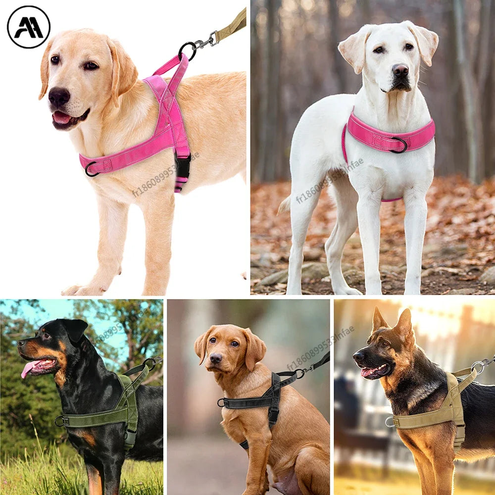 Coleira para cães sem puxar, trela para animais de estimação com pega refletora