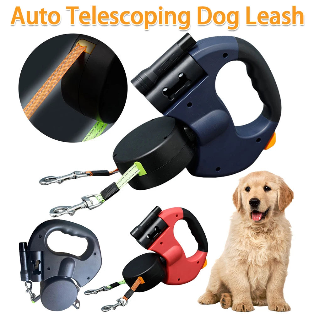 Coleira para cão, trela para passear o cão, giratória 360 graus, dupla para animais de estimação