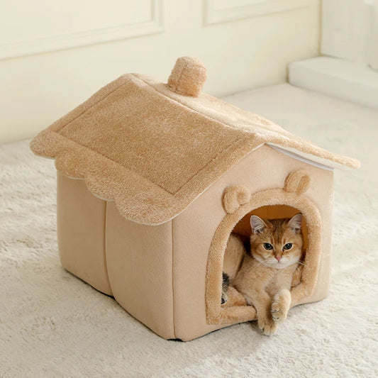 Foldable Pet House Removable Washable Cat House Puppy Cave Sofa Pet Bed