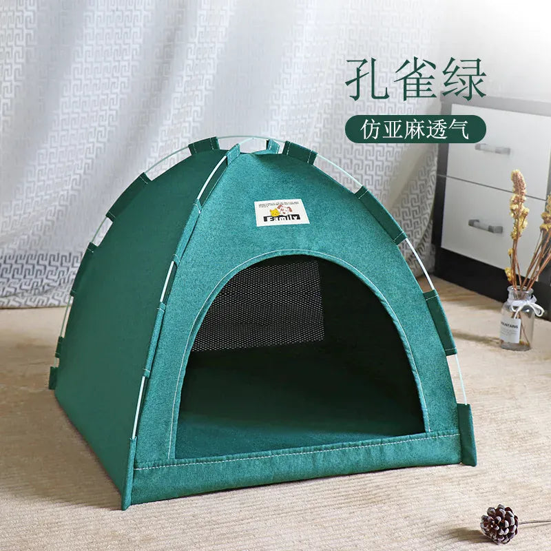 Pet Tent Bed Removable Cat Sofa Basket Canvas