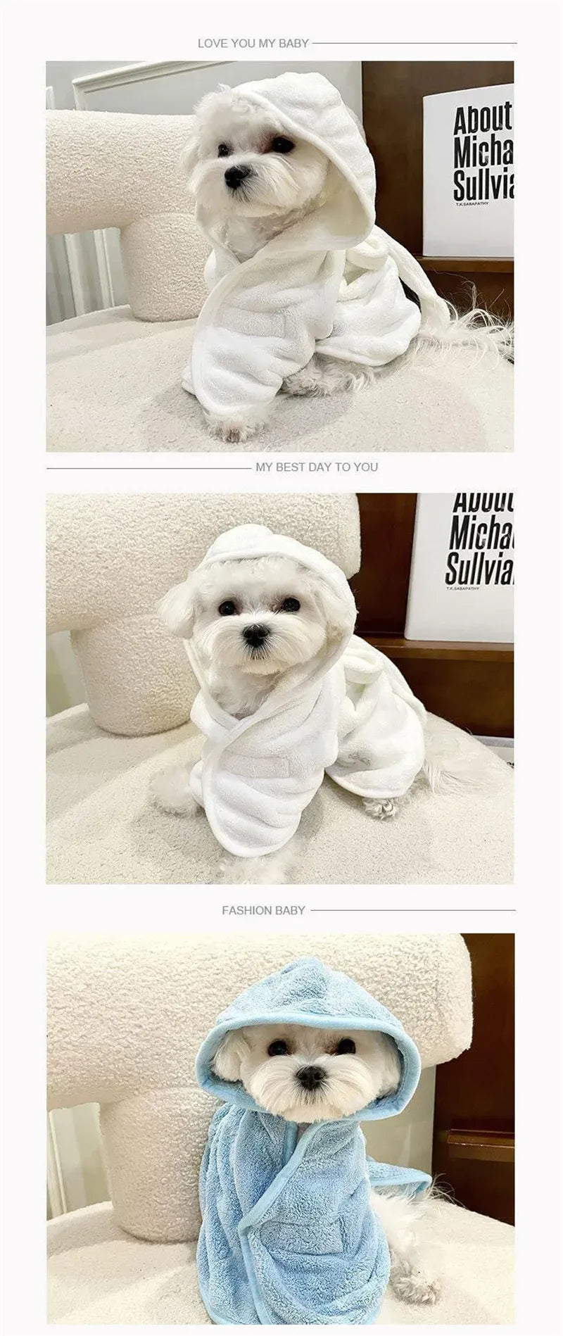 Pet Dog Towels Bathrobes With Cap Soft Drying Bath Pet For Cat Hoodies Puppy Super Absorbent Bathrobes Cleaning Necessary Supply