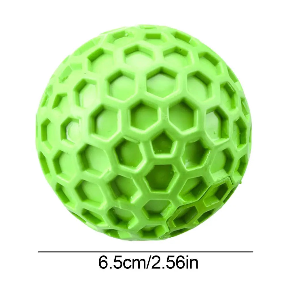 interactive squeaky dog toy balls squeaky dog toy balls - green ball with a honeycomb design, 6.5cm in diameter.