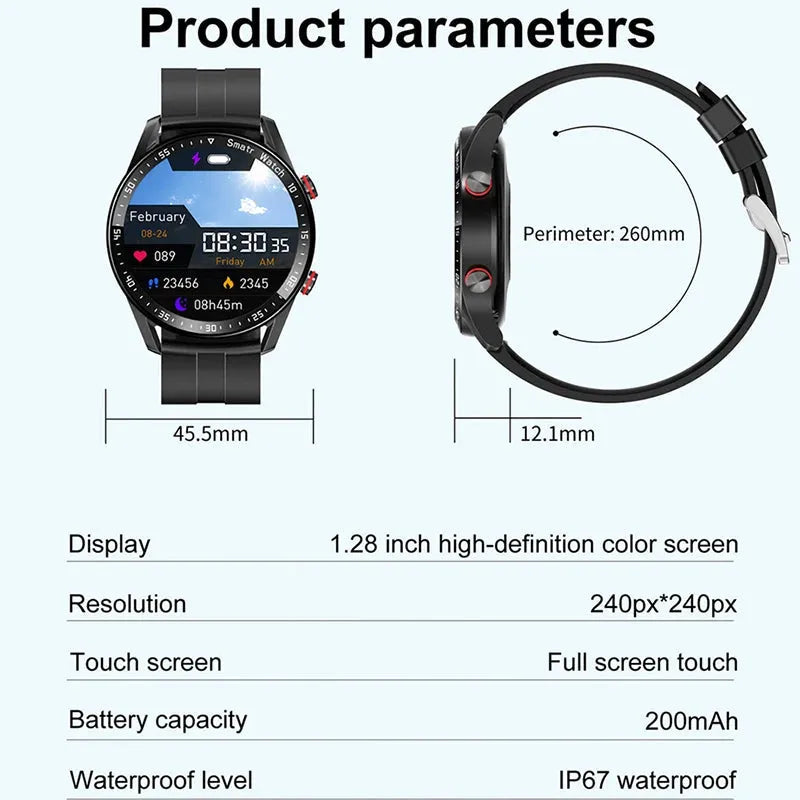 ECG+PPG Bluetooth Call Smart Watch Men Laser Health Blood Pressure-Loja Manuel Coelho