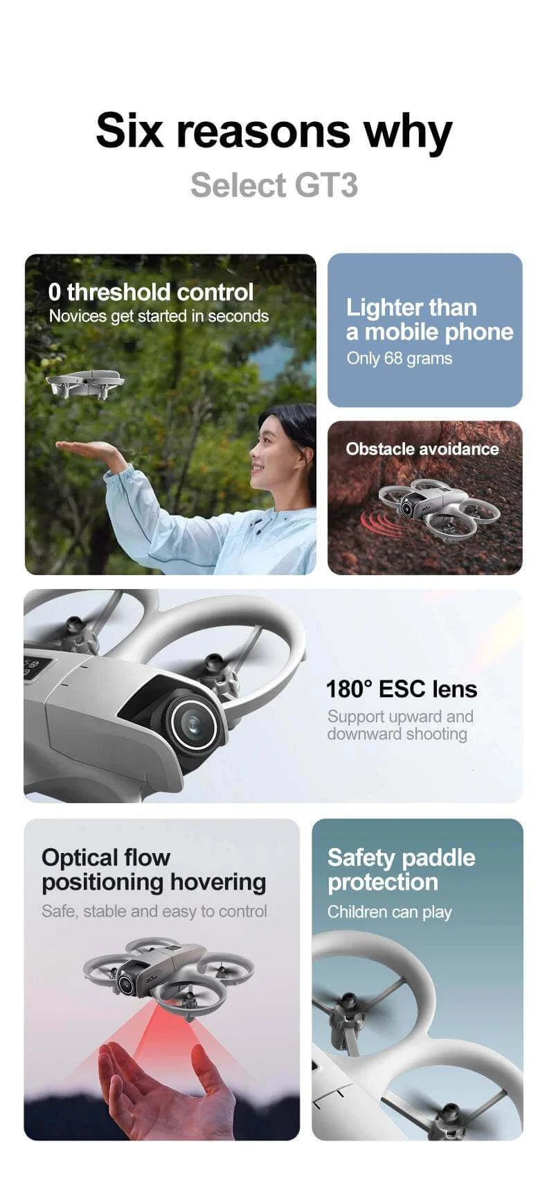 GT3 Mini With LED Foldable Drone GPS 8K HD Dual Camera Brushless Motor