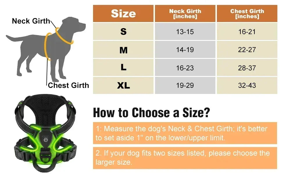 LED Dog Harness Nuoying Night Walking Harness with Durable Nylon &