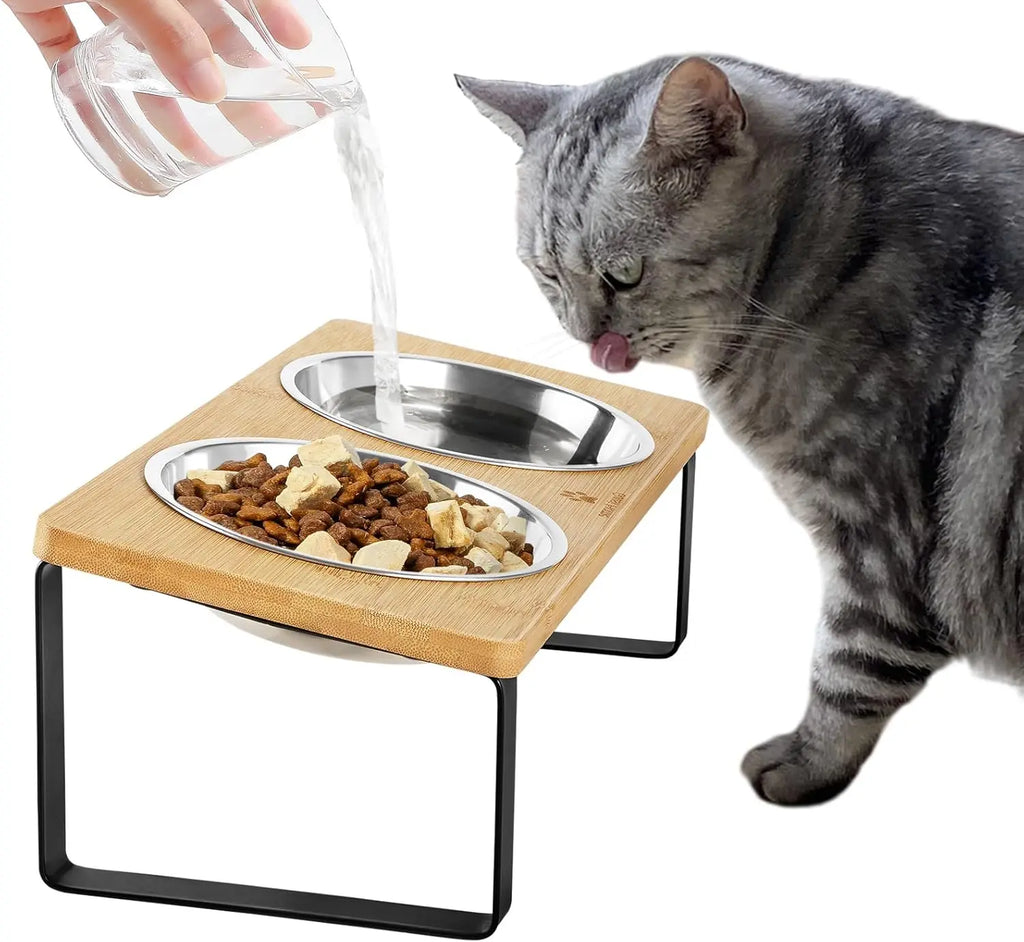 Taça para gatos com tapete antiderrapante, 1 comedouro para comida e água
