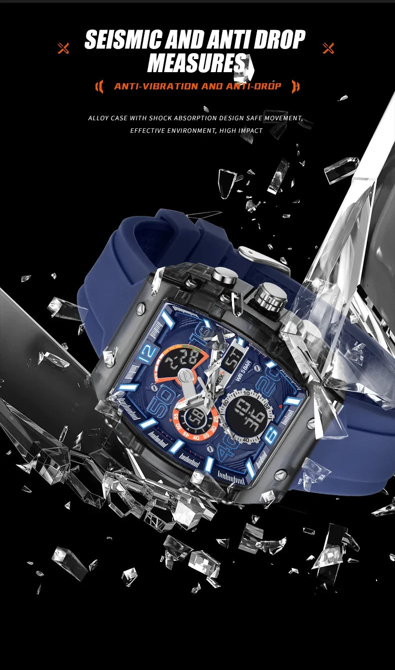 SMAEL 8109 New Men's Watch Multifunctional Sports 50M Waterproof Dual Display