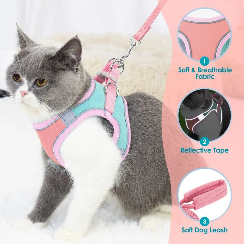 Small-sized Pet Vest-style Reflective Harness Set for Cats at Night - Loja Manuel Coelho