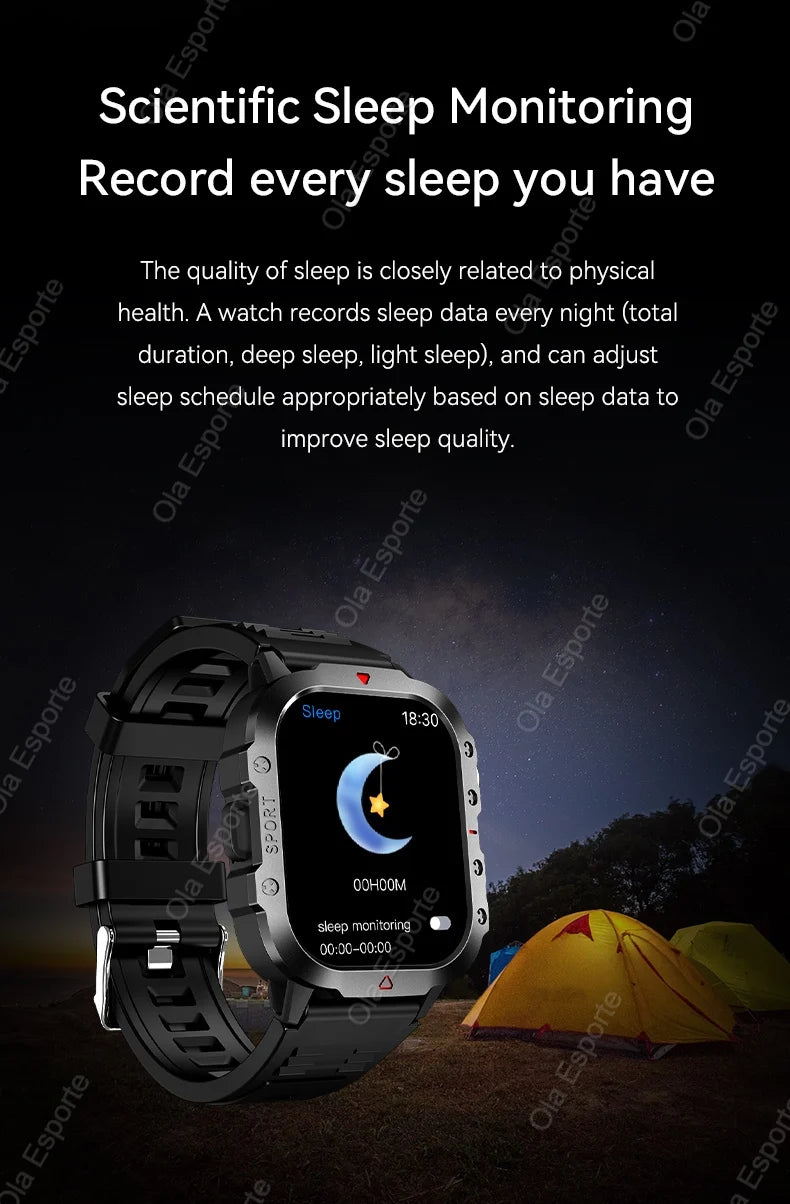 New For Huawei Xiaomi Military GPS Smart Watch Men Flashlight Compass Waterproof