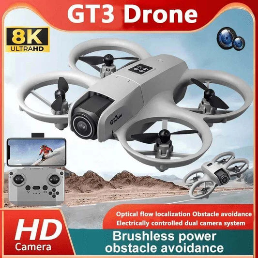 GT3 Mini With LED Foldable Drone GPS 8K HD Dual Camera Brushless Motor