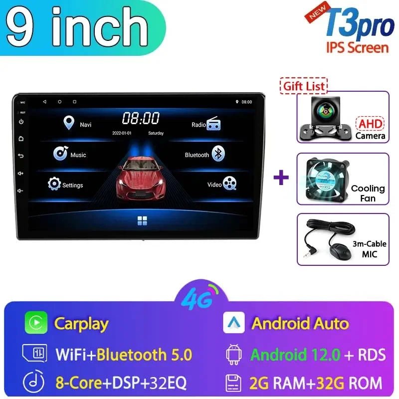 Android 12 Universal Car Radio for Nissan Kia Honda Toyota VW Multimedia Video Player - Loja Manuel Coelho