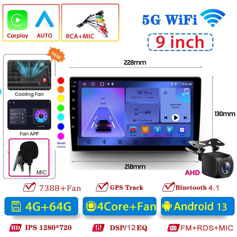 Android 13 4G 64G Multimedia Car Radio Carplay Auto Player GPS Navigation - Loja Manuel Coelho