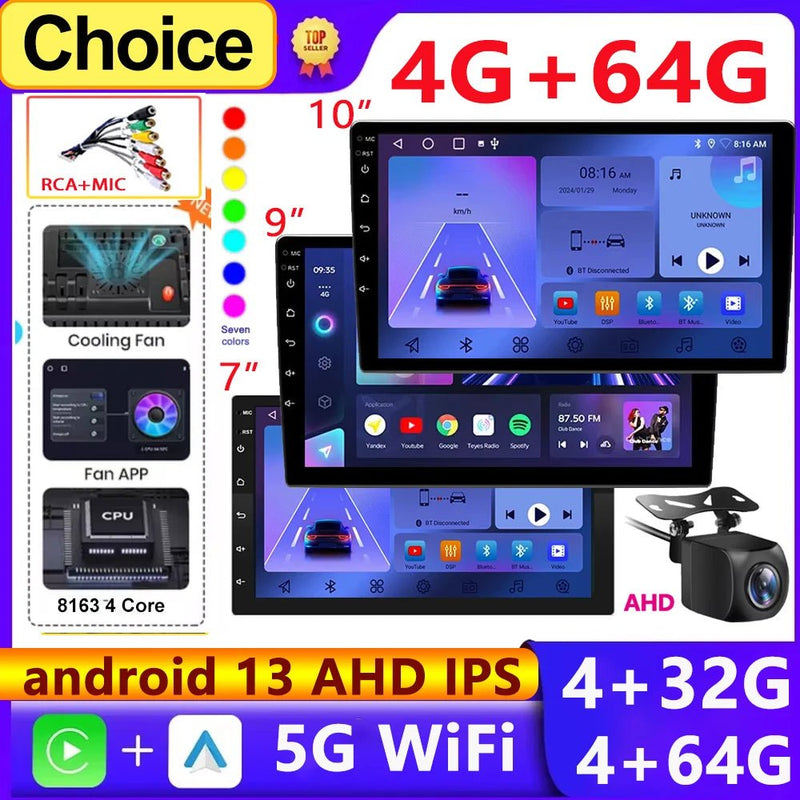 Android 13 4G 64G Multimedia Car Radio Carplay Auto Player GPS Navigation - Loja Manuel Coelho
