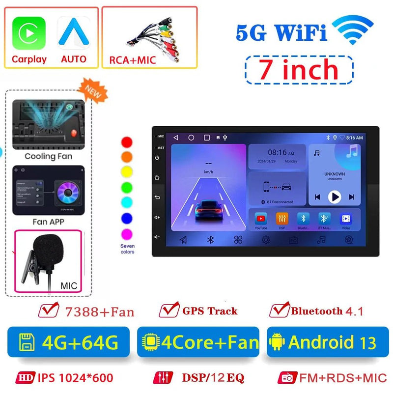 Android 13 4G 64G Multimedia Car Radio Carplay Auto Player GPS Navigation - Loja Manuel Coelho