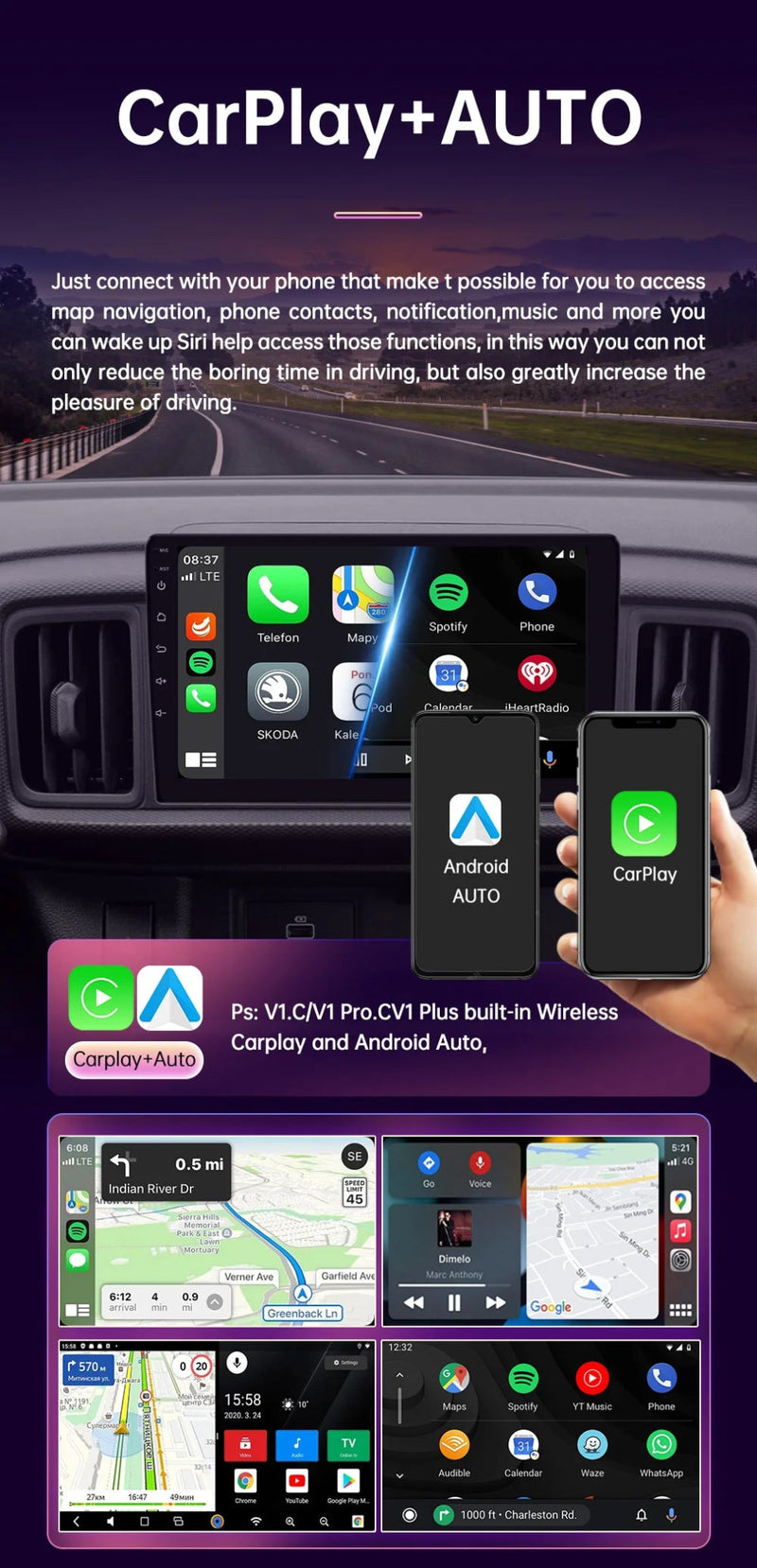 Android 13 4G 64G Multimedia Car Radio Carplay Auto Player GPS Navigation - Loja Manuel Coelho