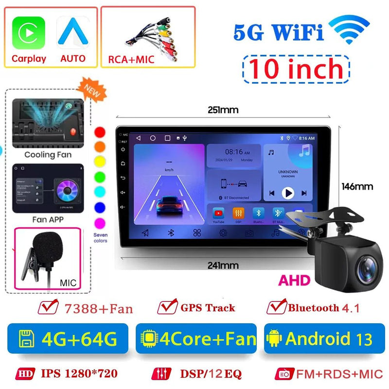 Android 13 4G 64G Multimedia Car Radio Carplay Auto Player GPS Navigation - Loja Manuel Coelho