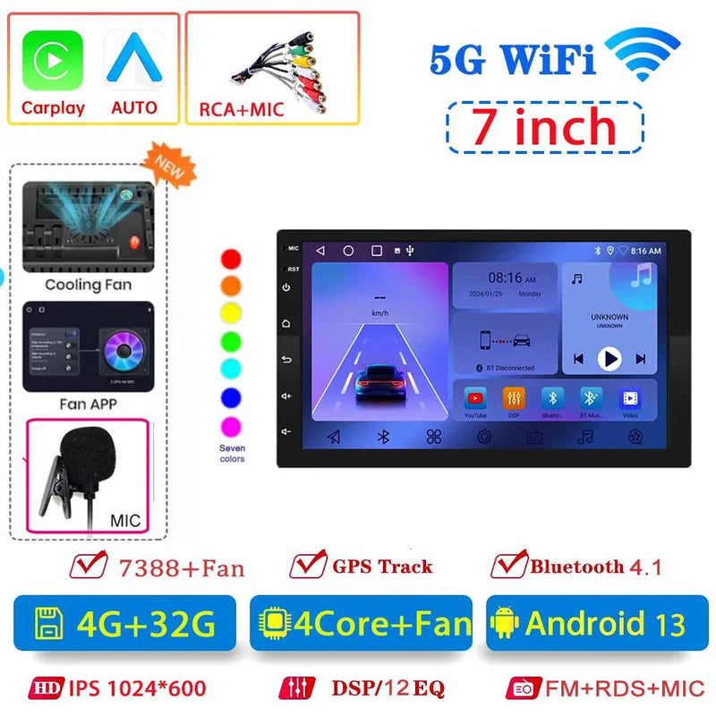 Android 13 4G 64G Multimedia Car Radio Carplay Auto Player GPS Navigation - Loja Manuel Coelho
