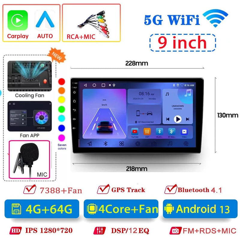 Android 13 4G 64G Multimedia Car Radio Carplay Auto Player GPS Navigation - Loja Manuel Coelho