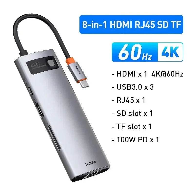 USB Baseus 4K 60Hz Type C to Ethernet Port PD 100W Adapter - Loja Manuel Coelho