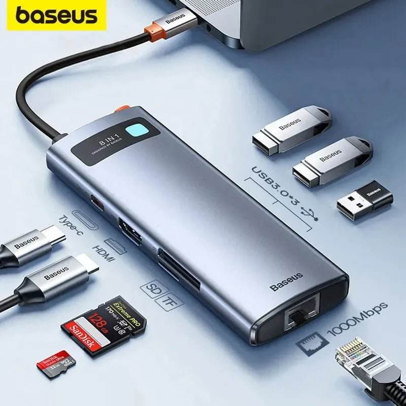 USB Baseus 4K 60Hz Type C to Ethernet Port PD 100W Adapter - Loja Manuel Coelho