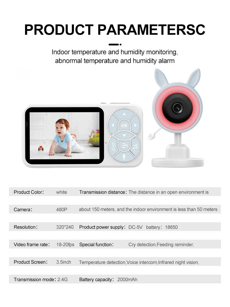 C4L 2X/4X Zoom Wireless Baby Monitor 3.5 Inch Digital Child Safety Caregiver - Loja Manuel Coelho