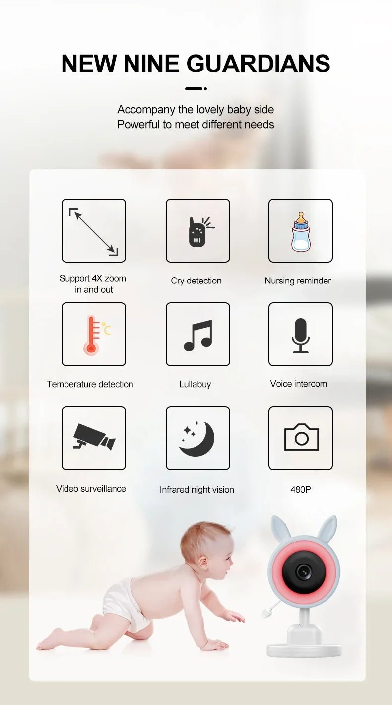 C4L 2X/4X Zoom Wireless Baby Monitor 3.5 Inch Digital Child Safety Caregiver - Loja Manuel Coelho