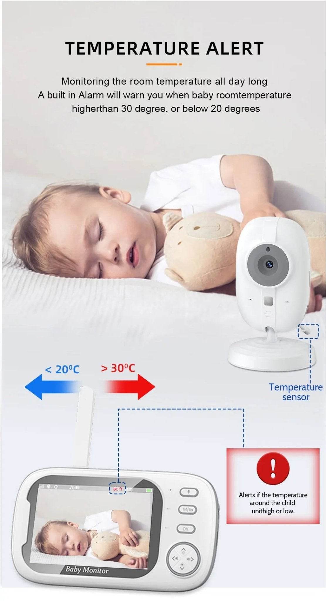 Cdycam New 3.5 inch Wireless Video Baby Monitor Night Vision Temperature Monitoring - Loja Manuel Coelho