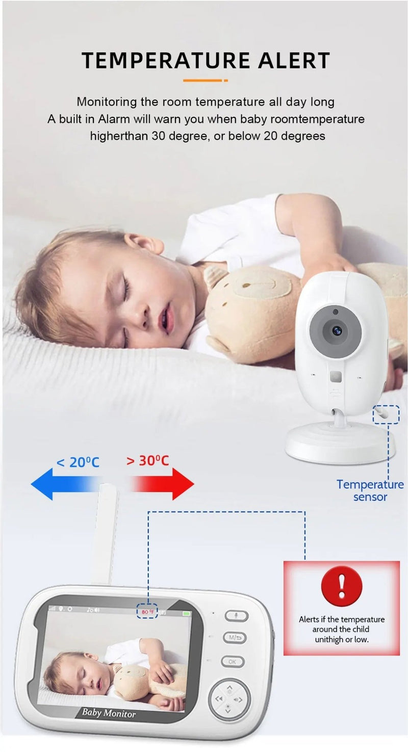 Cdycam New 3.5 inch Wireless Video Baby Monitor Night Vision Temperature Monitoring - Loja Manuel Coelho
