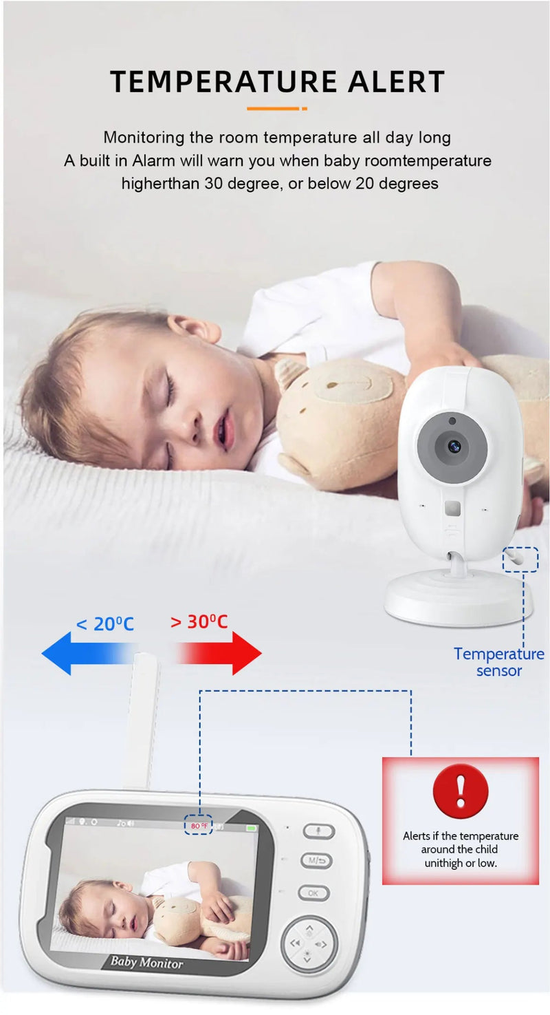 Cdycam New 3.5 inch Wireless Video Baby Monitor Night Vision Temperature Monitoring - Loja Manuel Coelho