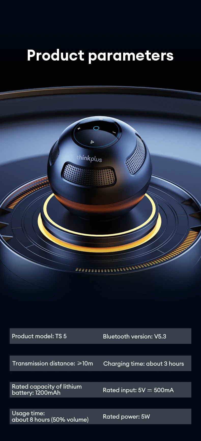Choice Original Lenovo TS5 Bluetooth V5.3 Speaker Outdoor Long Endurance - Loja Manuel Coelho