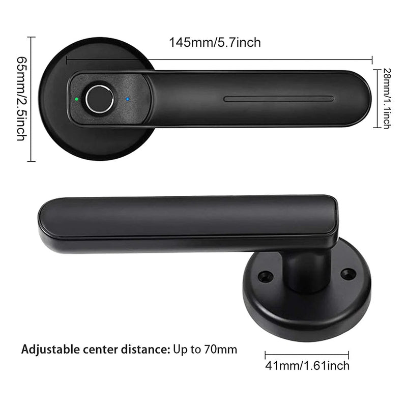 Fingerprint Door Lock Handle USB Rechargeable Anti Theft - Loja Manuel Coelho