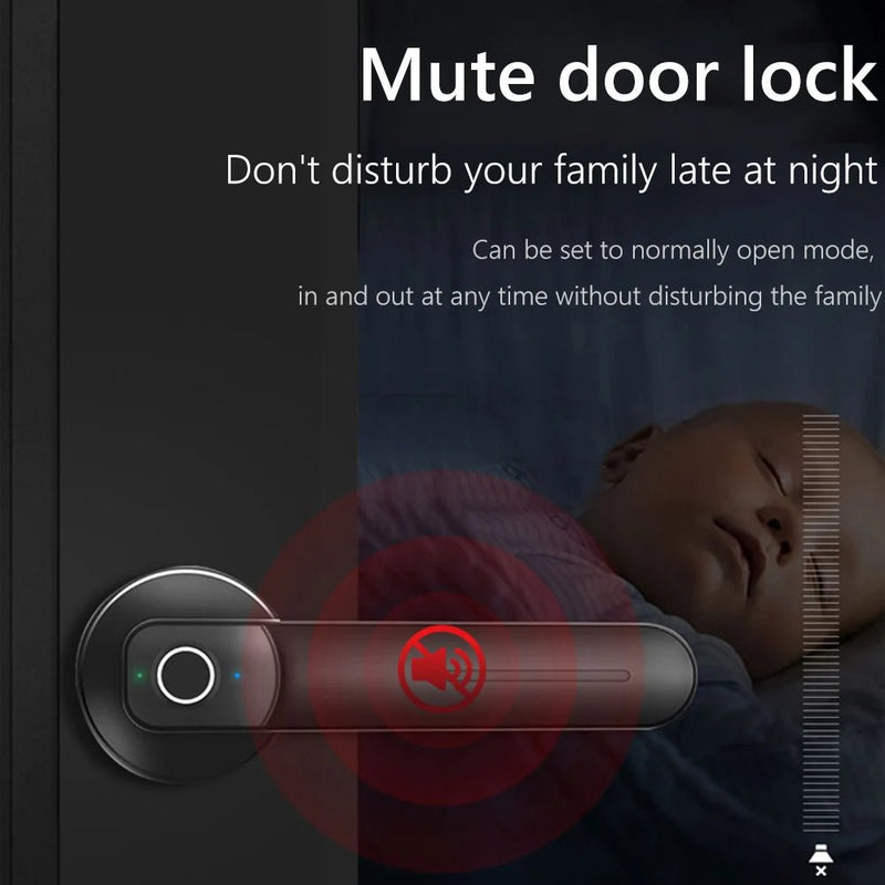 Fingerprint Door Lock Handle USB Rechargeable Anti Theft - Loja Manuel Coelho