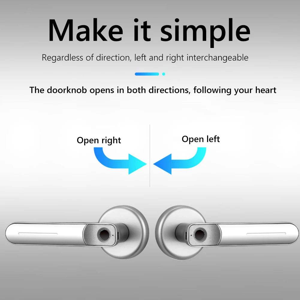 Fingerprint Door Lock Handle USB Rechargeable Anti Theft - Loja Manuel Coelho