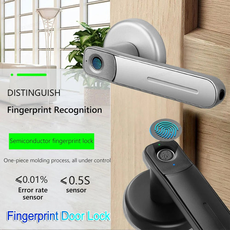 Fingerprint Door Lock Handle USB Rechargeable Anti Theft - Loja Manuel Coelho