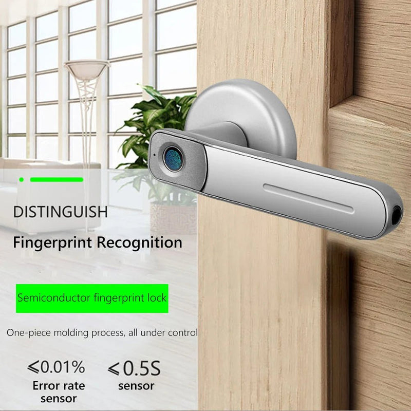 Fingerprint Door Lock Handle USB Rechargeable Anti Theft - Loja Manuel Coelho